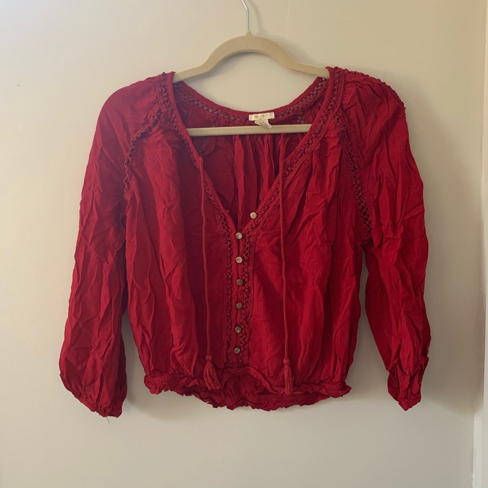 Red Boho Chic Top